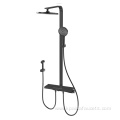 Sus 304 Stainless Steel Brushed Bathroom Rain Exposed Wall Mounted Shower Faucet Black